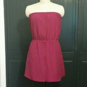 Express Strapless Magenta Dress